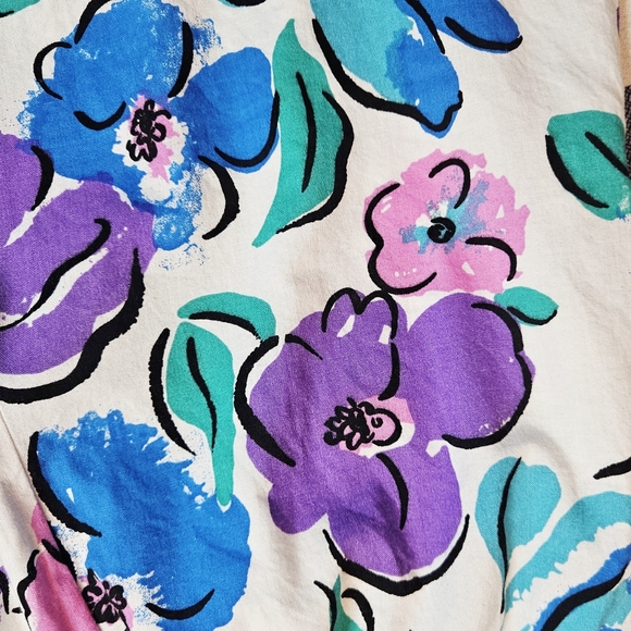 Vintage 80s Mary Quant Floral Printed Shorts S/M - Picture 2 of 8